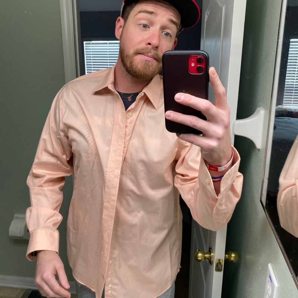 MUST GO! used CHAPS MENS DRESS SHIRT STRETCH COLLAR NON IRON SLIM FIT - 16 34/35